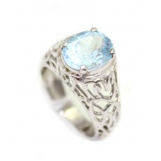Women Ring 925 Sterling Silver Natural Semi Precious Blue Topaz Stone B 824